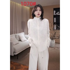 批发高级感木耳边立领提花单排扣<b class='q'>衬衫女</b>2025秋冬季新款高端小资小上衣