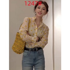 批发黄色波点木耳边防晒<b class='q'>衬衫</b>女春装设计感小众上衣独特漂亮巨好看<b class='q'>衬衣</b>