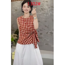 轻熟御姐风格子衬衫女2026新款不规则绑带无袖漂亮巨好看上衣