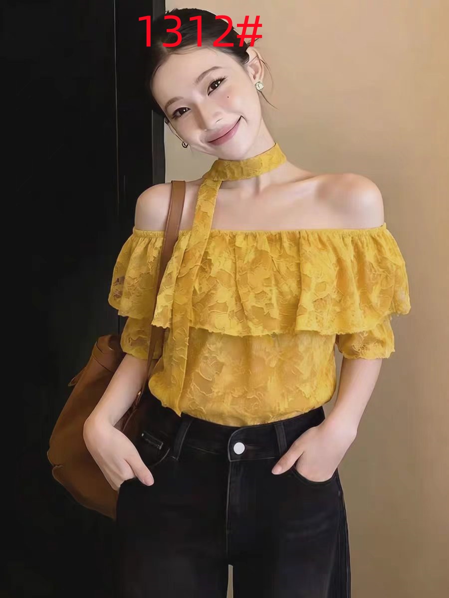 프랑스식 보트넥 자카드 반팔 여성 셔츠 여름 루즈핏 디자인 센스 작은 대중 리본 프릴 오프숄더 맨위
