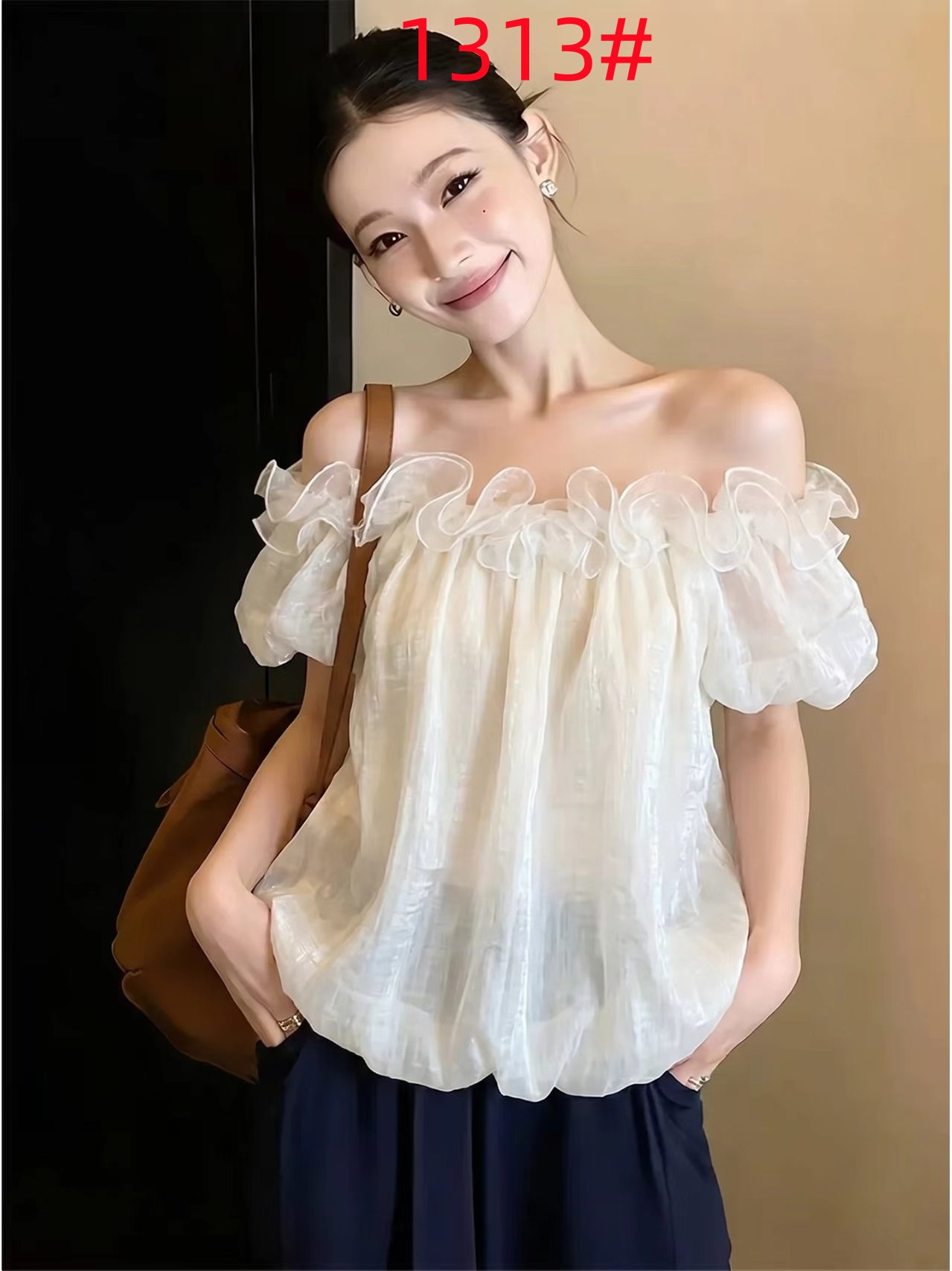 프랑스식 낭만주의 바람 오프숄더 거품 소매 백리스 여성 셔츠 여름 Chic 아름다운 루즈핏 슬림해 보이는 표지 배 맨위
