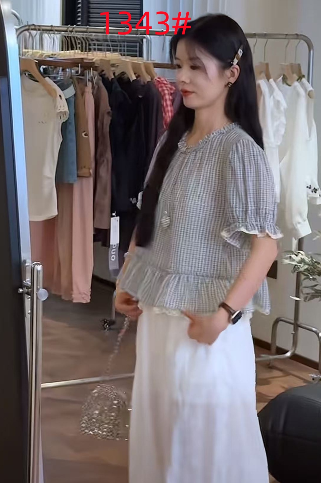 달콤함 배색 체크무늬 레이스 레이스 패치워크 거품 소매 여성 셔츠 여름 2026 학원 스타일 루즈핏 연령 감소 맨위