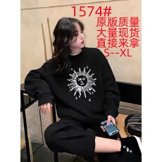 批发国潮牌印花太阳设计感美式上衣女2026秋季新款男女同款黑色卫衣潮