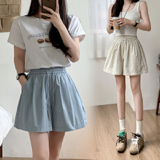 批发实拍全棉水洗<b class='q'>短裤</b>女2026新款夏季百搭时尚高腰显瘦宽松休闲阔腿裤