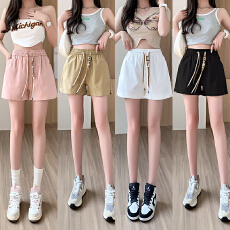 批发实拍水洗棉牛仔短裤女2026夏季百搭时尚松紧腰休闲宽松学生阔腿裤