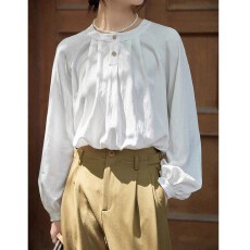批发法式通勤气质白色长袖<b class='q'>衬衫</b>女春秋季休闲百搭小个子灯笼袖<b class='q'>衬衣</b>上衣