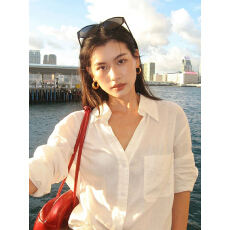 批发白色v领亚麻衬衫<b class='q'>女</b>2026早春<b class='q'>新款</b>慵懒风宽松百搭棉麻衬衣防晒上衣