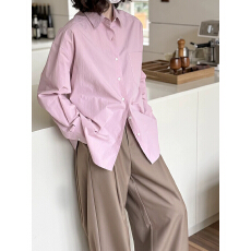批发高品质粉色简约<b class='q'>长袖</b><b class='q'>衬衫</b>女2026春季新款法式宽松慵懒风高级感小众