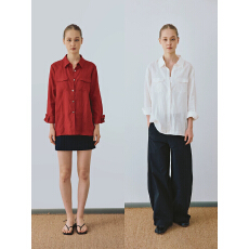 批发shyshy“纯净亚麻”双口袋松弛感亚麻宽松纯色衬衫