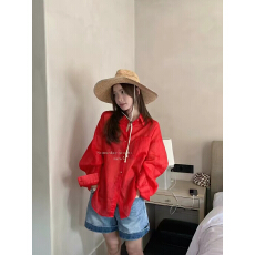 批发someday 苎麻长袖衬衫<b class='q'>女</b>夏季百搭宽松衬衣外套慵懒风简约防晒上衣