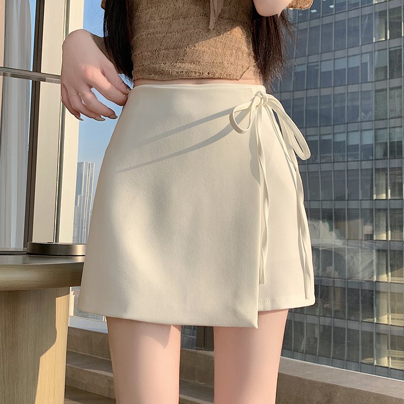 实拍西装半身裙女春夏款小个子高腰防走光开叉辣妹a字包臀短裙裤