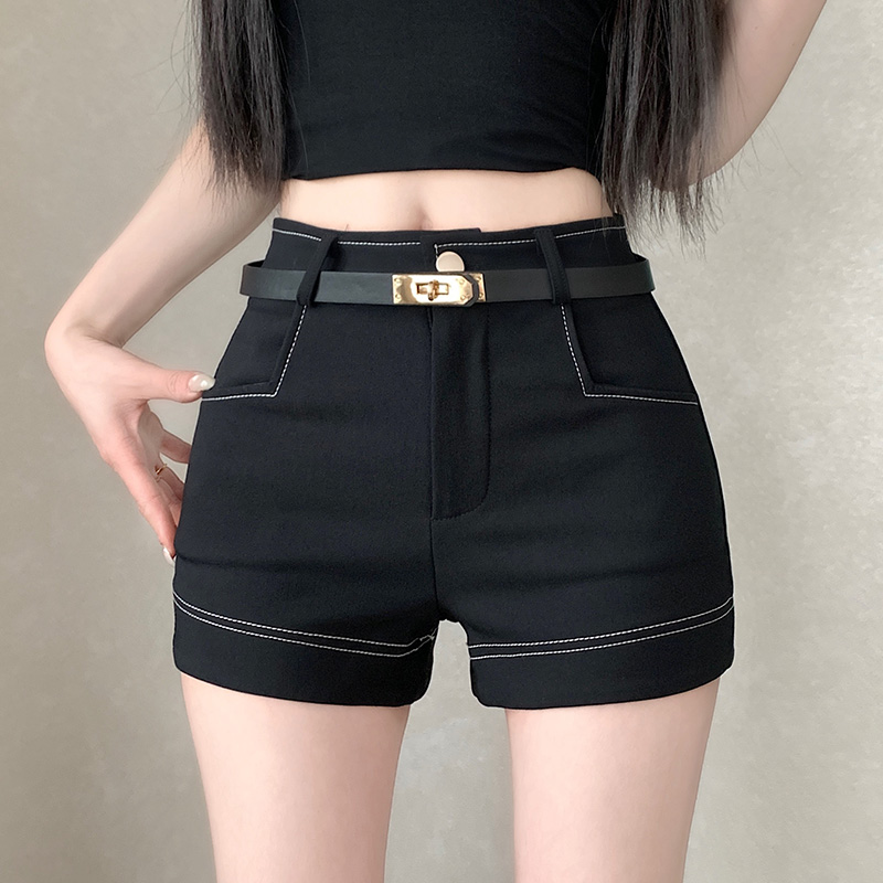 실사 캐주얼 반바지 여성 2026 년 여름 새로운 한국 스타일 ins 레트로 미니멀리즘 외출용 하이웨이스트 한 마디 와이드 레그 팬츠