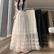 批发实拍<b class='q'>网纱</b>蛋糕半身裙女2026夏新款高腰a字<b class='q'>长裙</b>显瘦绝美巨好看纱裙