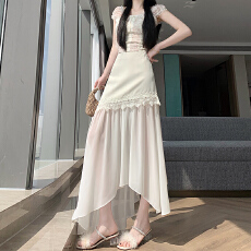 批发实拍高级感<b class='q'>网纱</b>拼接半身裙女夏季薄款高腰显瘦包臀鱼尾裙a字<b class='q'>长裙</b>