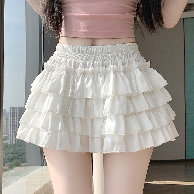 실사 2026 새로운 순수한 욕망 바람 플리츠 미니 스커트 여성 디스플레이 높음 슬림해 보이는 화이트 케이크 드레스 인터넷 유명인 치마바지