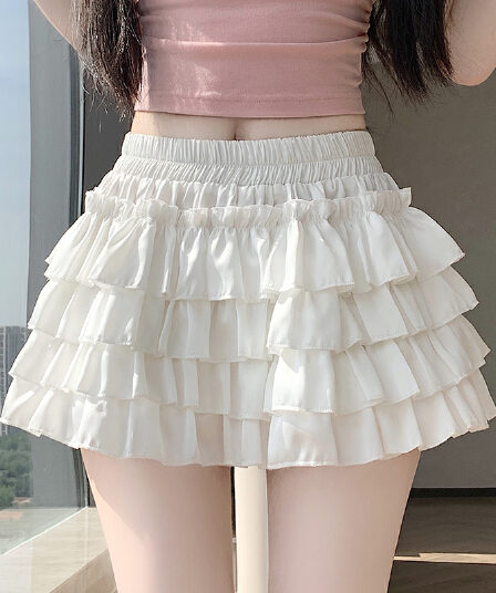 실사 2026 새로운 순수한 욕망 바람 플리츠 미니 스커트 여성 디스플레이 높음 슬림해 보이는 화이트 케이크 드레스 인터넷 유명인 치마바지
