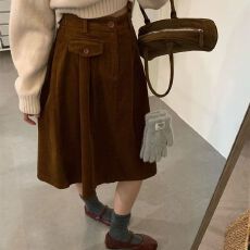 复古灯芯绒半身裙2025秋冬新款高腰显瘦小个子休闲裙子