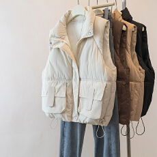 批发实拍大码女装2025秋冬新款棉马甲立领外套时尚宽松休闲马夹背心