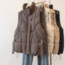 批发实拍大码女装秋冬新款棉服马甲设计感显瘦洋气减龄保暖马夹背心