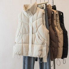 批发实拍大码女装秋冬新款棉服马甲设计感显瘦洋气减龄保暖马夹背心