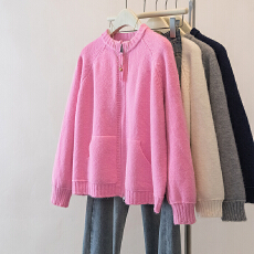 实拍大码高级感秋冬新款毛衣外套女针织开衫宽松遮肉显瘦百搭上衣