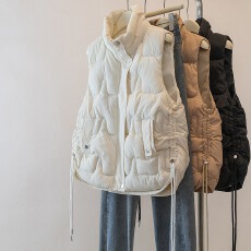 批发实拍大码女装新年穿搭立领棉马甲秋冬款保暖无袖宽松百搭休闲外套