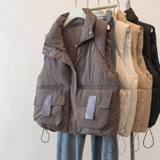 批发实拍大码女装2025秋冬新款棉马甲立领外套时尚宽松休闲马夹背心