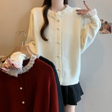 批发实拍<b class='q'>大码</b><b class='q'>女装</b>新年红毛衣钉珠针织开衫春秋冬款高级感洋气百搭上衣