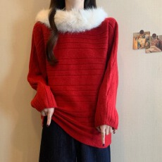 批发<b class='q'>实拍</b>大码女装红色本命年毛衣针织<b class='q'>外套</b>新年穿搭百搭洋气减龄上衣