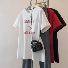 批发实拍实价大码2026春<b class='q'>夏</b>新款中长款短袖T恤女宽松遮屁股百搭上衣