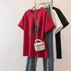 批发实拍实价大码2026马年红色圆领印花本命年正肩短袖T恤女春<b class='q'>夏</b>新款