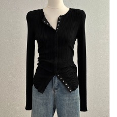 批发大码设计感长袖T恤女2026春季新款洋气胖MM显瘦遮肉百搭针织上衣