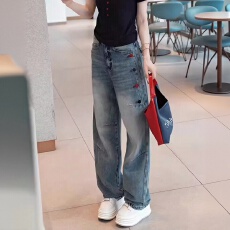 批发大码复古美式弯刀牛仔裤女2026早<b class='q'>秋</b>季胖mm宽松高腰显瘦直筒阔腿裤