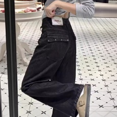 批发大码复古美式黑色牛仔裤女2026<b class='q'>秋</b>季新款宽松高腰显瘦直筒阔腿裤子