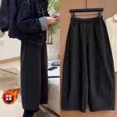 批发2025新款大码韩版软糯弯刀裤女梨型身材秋冬加绒坠感显瘦<b class='q'>哈伦</b>裤