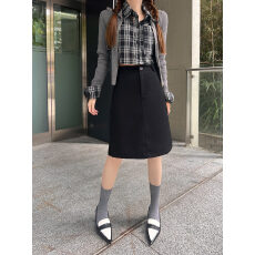 批发2026新款半身裙女显瘦西装裙梨型身材胖mm过膝a字裙直筒<b class='q'>短裙</b>子