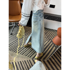 批发2026新款大码重工烫钻牛仔半身裙女新款显瘦高腰A字中长裙