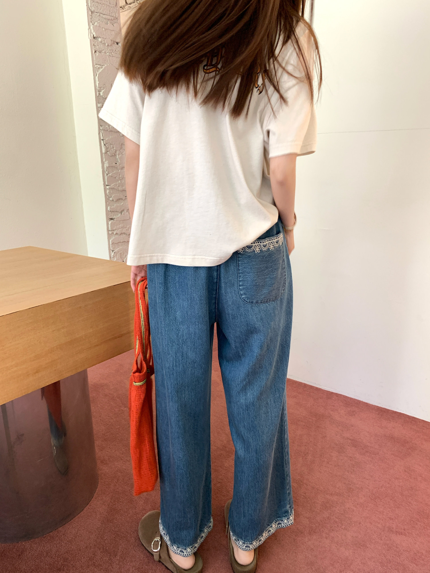 2026 새로운 빅 사이즈 라이 경기 서울 주간 실크 자수 9부 바지 배 종류 몸 지방 mm 하이웨이스트 슬림해 보이는 청바지