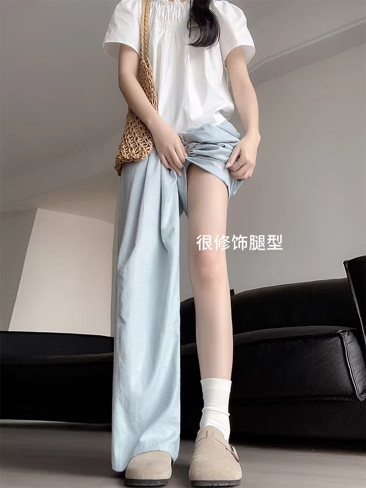 빅 사이즈 배 종류 몸 파란색 우유 푸 야마모토 바지 여성 2026 새로운 하이웨이스트 도루 센스 캐주얼 스트레이트 근육 바지