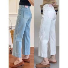 批发2026新款天丝<b class='q'>弹力</b>阔腿<b class='q'>牛仔裤</b>女胖mm大码显瘦遮胯梨型身材高腰九分