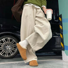 批发阔腿裤子<b class='q'>女</b>胖mm大码显瘦遮肚梨型身材穿搭高腰休闲弯刀裤