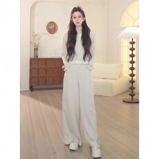 批发2026时尚<b class='q'>秋</b>季套装新款洋气显瘦减龄休闲长袖上衣阔腿裤两件套