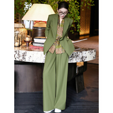 批发高级职业装<b class='q'>秋</b>季新款设计感可调节系带西装阔腿裤配丝巾职业套装