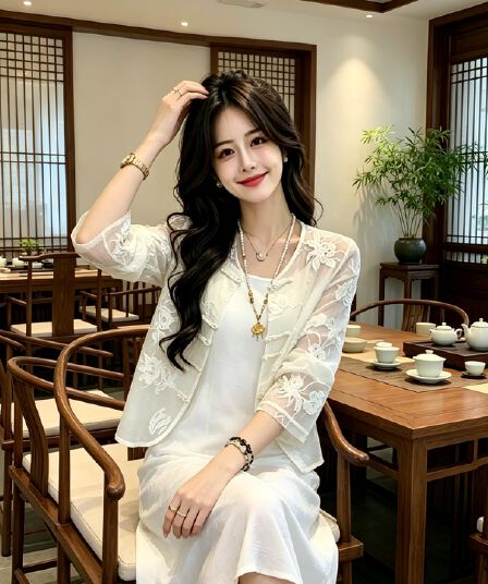 새로운 중식 국풍 자수 단추 재킷 여성 의류 새로운 여름 작은 키 슬림해 보이는 외국 가스 자외선 차단 오픈 가디건 맨위