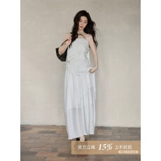 批发2026新款夏季韩系气质<b class='q'>不规则</b>上衣条纹吊带背心宽松无袖衬衣女