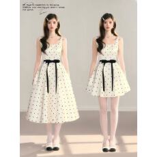 批发BBBLUE/心动波点/法式复古波点收腰设计感高级优雅A字礼服<b class='q'>连衣裙</b>