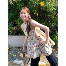 批发im向 雾漫山樱~超美重工刺绣面料！挂脖不规则上衣