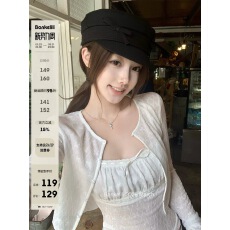 批发板栗可可Bankelili'<b class='q'>蕾丝</b>软梦'早春弹力<b class='q'>蕾丝</b>提花<b class='q'>开衫</b>/吊带两件套女