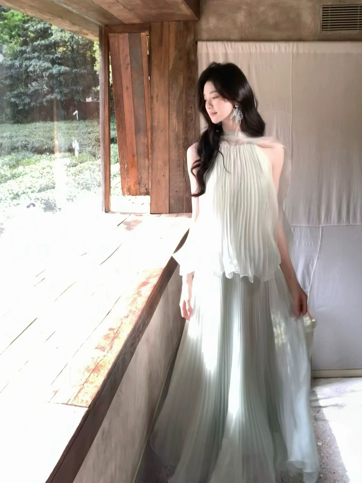 4.15 10 00am 켜기 새로운 희망 산 기둥 Pleated 리본 드레스