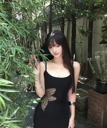 다음 주 6 디자인 센스 홀로우 아웃 이슬 허리 롱 스커트 핫걸 검정색 슬립 드레스 허리 수축 타이트 스커트 여성 드레스 여름